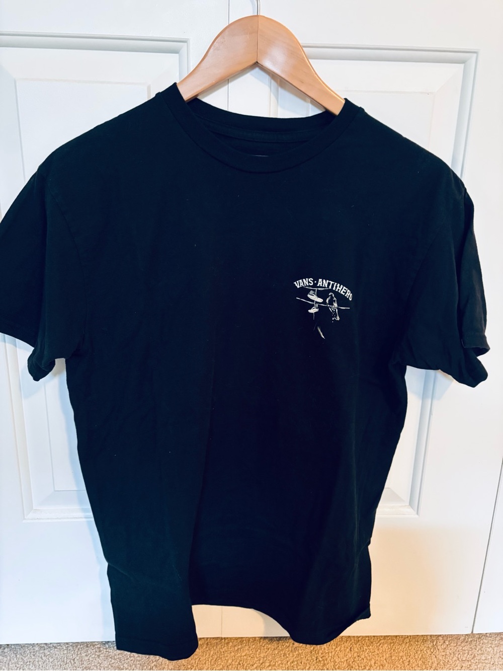Vans Black Short-Sleeve Tee with Small White Chest Graphic
